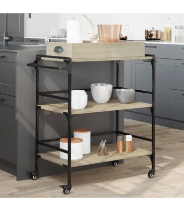 vidaXL Kitchen Trolley Sonoma Oak 81.5x41x92.5 cm Engineered Wood