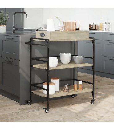 vidaXL Kitchen Trolley Sonoma Oak 81.5x41x92.5 cm Engineered Wood
