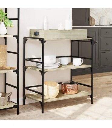 vidaXL Kitchen Trolley Sonoma Oak 81.5x41x92.5 cm Engineered Wood