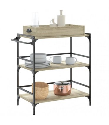 vidaXL Kitchen Trolley Sonoma Oak 81.5x41x92.5 cm Engineered Wood