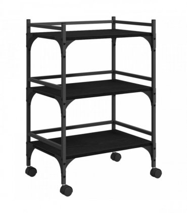 vidaXL Kitchen Trolley Black Oak 50 x 35 x 75.5 cm Engineered Wood