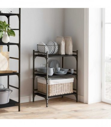 vidaXL Kitchen Trolley Black Oak 50 x 35 x 75.5 cm Engineered Wood