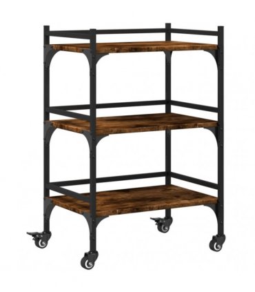 vidaXL Kitchen Trolley Smoked Oak 50x35x75.5 cm Engineered Wood
