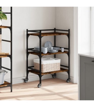 vidaXL Kitchen Trolley Smoked Oak 50x35x75.5 cm Engineered Wood