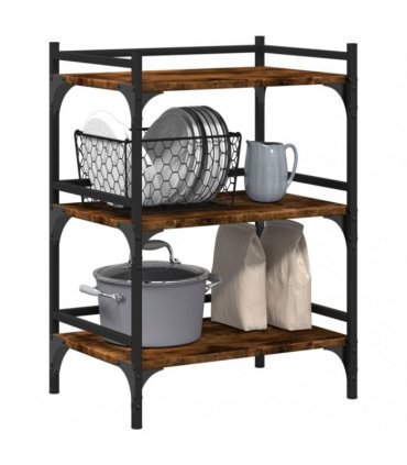 vidaXL Kitchen Trolley Smoked Oak 50x35x75.5 cm Engineered Wood
