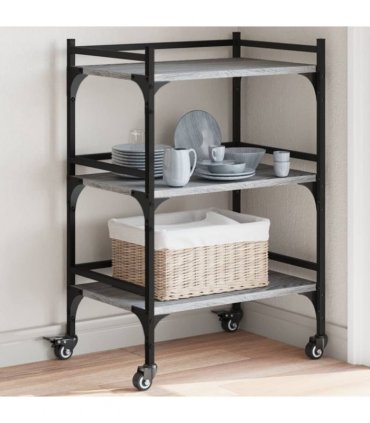 vidaXL Kitchen Trolley Grey Sonoma 50x35x75.5 cm Engineered Wood