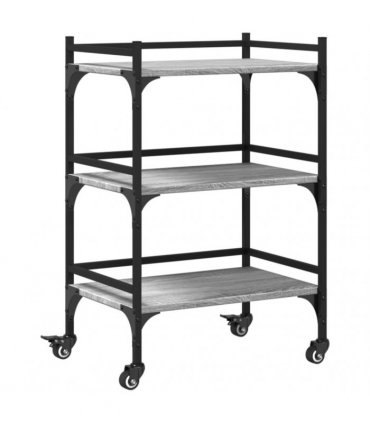 vidaXL Kitchen Trolley Grey Sonoma 50x35x75.5 cm Engineered Wood