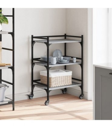 vidaXL Kitchen Trolley Grey Sonoma 50x35x75.5 cm Engineered Wood