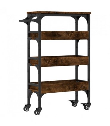 vidaXL Kitchen Trolley Smoked Oak 53x20x76 cm Engineered Wood