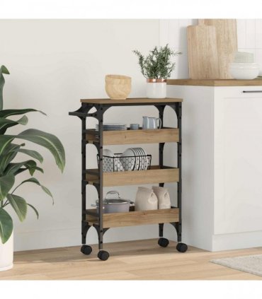 vidaXL Kitchen Trolley Artisan Oak 53 x 20 x 76 cm Engineered Wood