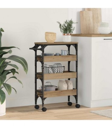 vidaXL Kitchen Trolley Artisan Oak 53 x 20 x 76 cm Engineered Wood