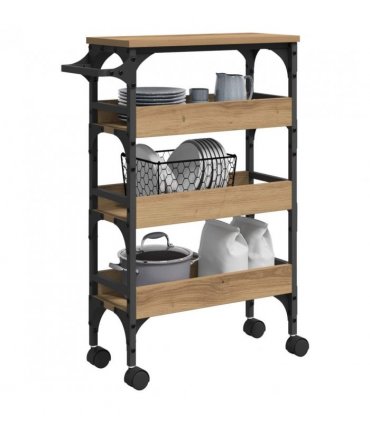 vidaXL Kitchen Trolley Artisan Oak 53 x 20 x 76 cm Engineered Wood