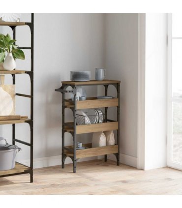 vidaXL Kitchen Trolley Artisan Oak 53 x 20 x 76 cm Engineered Wood