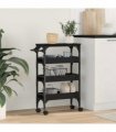 vidaXL Kitchen Trolley Black Oak 53 x 20 x 76 cm Engineered Wood
