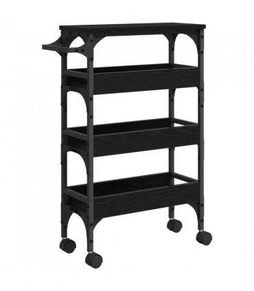 vidaXL Kitchen Trolley Black Oak 53 x 20 x 76 cm Engineered Wood