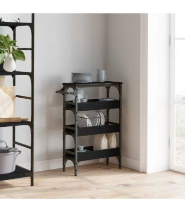 vidaXL Kitchen Trolley Black Oak 53 x 20 x 76 cm Engineered Wood