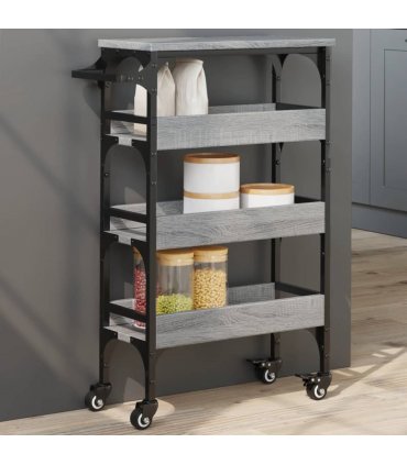 vidaXL Kitchen Trolley Grey Sonoma 53x20x76 cm Engineered Wood