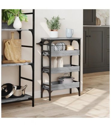 vidaXL Kitchen Trolley Grey Sonoma 53x20x76 cm Engineered Wood