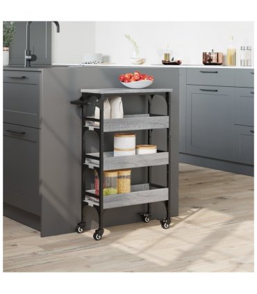 vidaXL Kitchen Trolley Grey Sonoma 53x20x76 cm Engineered Wood