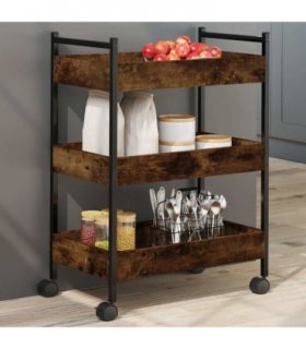 vidaXL Kitchen Trolley Smoked Oak 50x30x70 cm Engineered Wood
