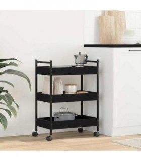 vidaXL Kitchen Trolley Black oak 50 x 30 x 70 cm Engineered Wood