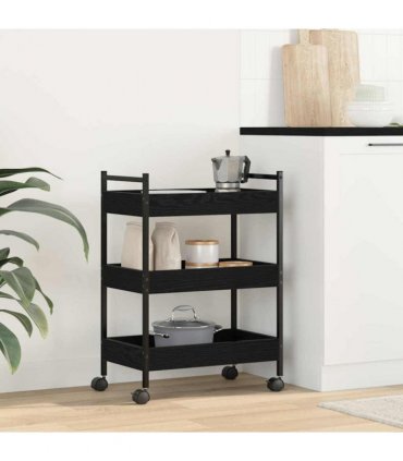 vidaXL Kitchen Trolley Black oak 50 x 30 x 70 cm Engineered Wood