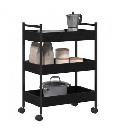 vidaXL Kitchen Trolley Black oak 50 x 30 x 70 cm Engineered Wood