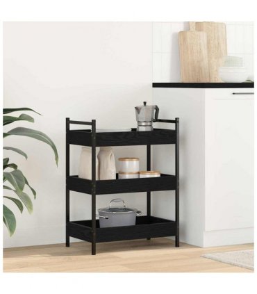 vidaXL Kitchen Trolley Black oak 50 x 30 x 70 cm Engineered Wood
