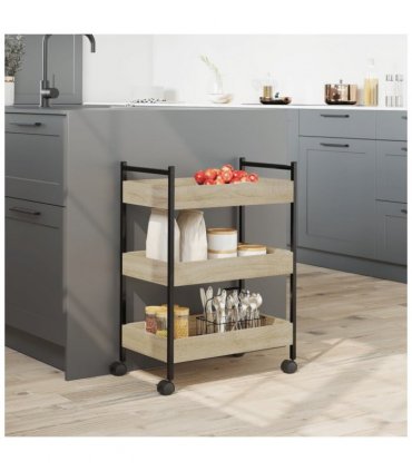 vidaXL Kitchen Trolley Sonoma Oak 50x30x70 cm Engineered Wood