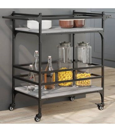 vidaXL Kitchen Trolley Grey Sonoma 82x40x78.5 cm Engineered Wood