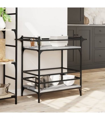 vidaXL Kitchen Trolley Grey Sonoma 82x40x78.5 cm Engineered Wood