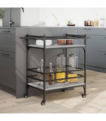vidaXL Kitchen Trolley Grey Sonoma 82x40x78.5 cm Engineered Wood