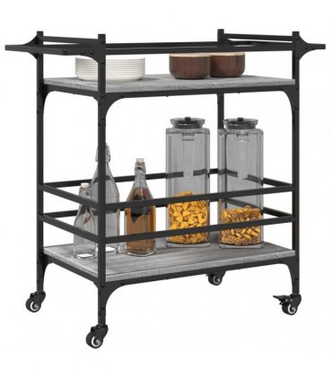 vidaXL Kitchen Trolley Grey Sonoma 82x40x78.5 cm Engineered Wood