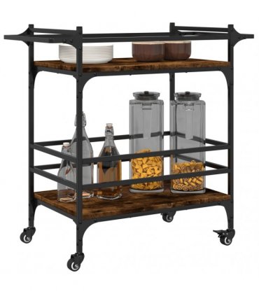vidaXL Kitchen Trolley Smoked Oak 82x40x78.5 cm Engineered Wood