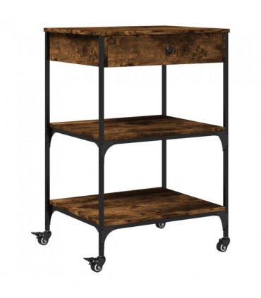 vidaXL Kitchen Trolley Smoked Oak 60x48x89.5 cm Engineered Wood