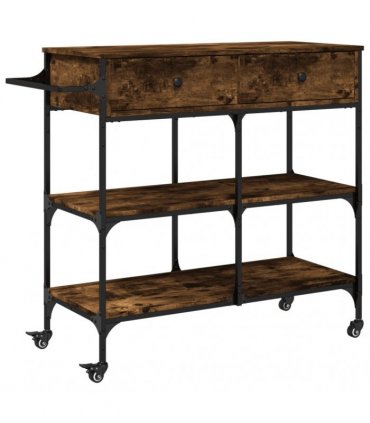 vidaXL Kitchen Trolley Smoked Oak 105x42x95 cm Engineered Wood