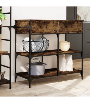 vidaXL Kitchen Trolley Smoked Oak 105x42x95 cm Engineered Wood