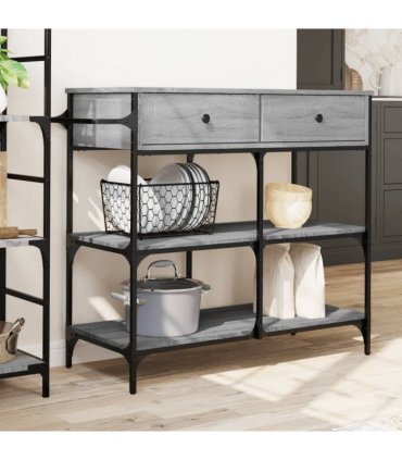 vidaXL Kitchen Trolley Grey Sonoma 105x42x95 cm Engineered Wood