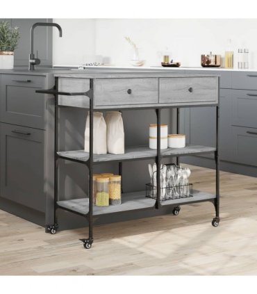 vidaXL Kitchen Trolley Grey Sonoma 105x42x95 cm Engineered Wood