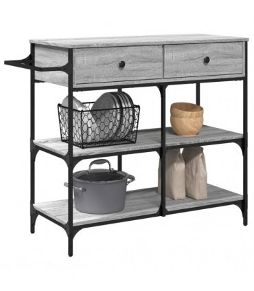 vidaXL Kitchen Trolley Grey Sonoma 105x42x95 cm Engineered Wood