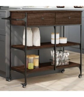 vidaXL Kitchen Trolley Brown Oak 105x42x95 cm Engineered Wood