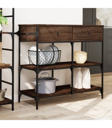 vidaXL Kitchen Trolley Brown Oak 105x42x95 cm Engineered Wood