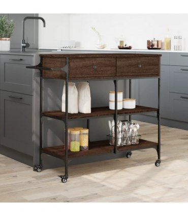 vidaXL Kitchen Trolley Brown Oak 105x42x95 cm Engineered Wood