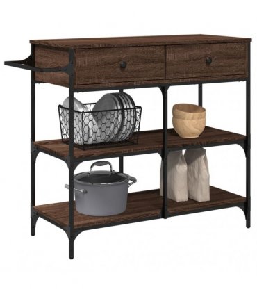 vidaXL Kitchen Trolley Brown Oak 105x42x95 cm Engineered Wood