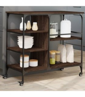 vidaXL Kitchen Trolley Brown Oak 100x45x89.5 cm Engineered Wood
