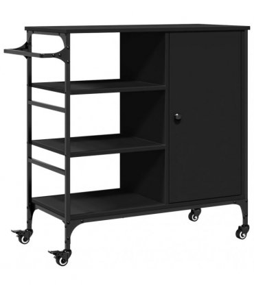 vidaXL Kitchen Trolley Black 87.5x38.5x84.5 cm Engineered Wood