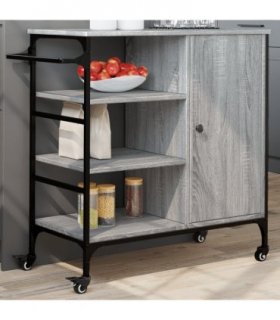 vidaXL Kitchen Trolley Grey Sonoma 87.5x38.5x84.5 cm Engineered Wood