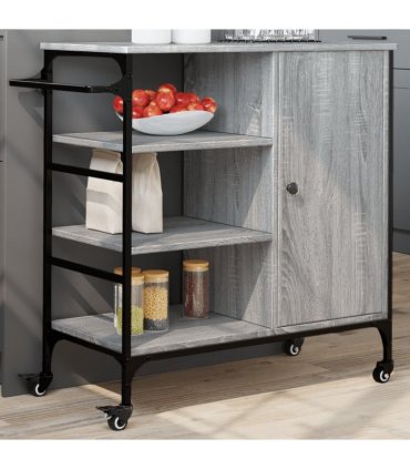 vidaXL Kitchen Trolley Grey Sonoma 87.5x38.5x84.5 cm Engineered Wood