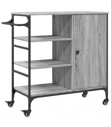 vidaXL Kitchen Trolley Grey Sonoma 87.5x38.5x84.5 cm Engineered Wood