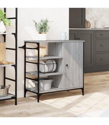 vidaXL Kitchen Trolley Grey Sonoma 87.5x38.5x84.5 cm Engineered Wood